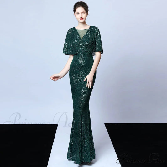 Charlotte Formal Stylish Sequin Mermaid Dress HUNTER / XS