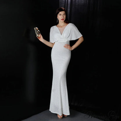 Charlotte Formal Stylish Sequin Mermaid Dress WHITE / XS