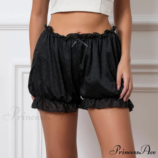 Charming Gathered Pumpkin Mini Black / S short-250223