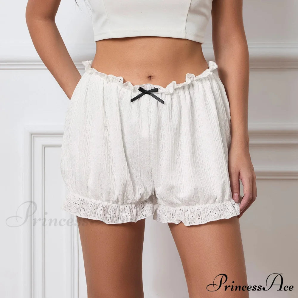 Charming Gathered Pumpkin Mini WHITE / S short-250223
