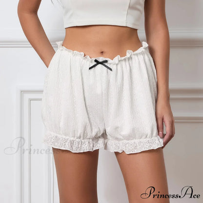 Charming Gathered Pumpkin Mini WHITE / S short-250223