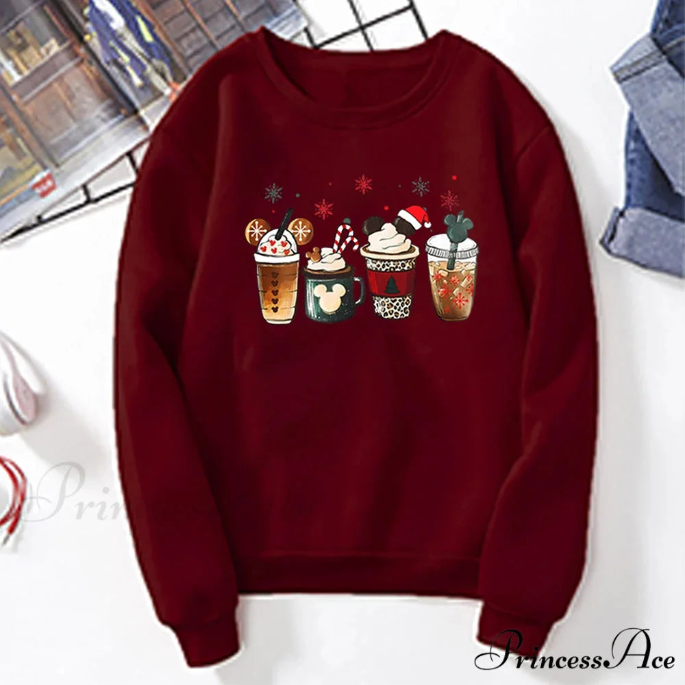 Charming Gingerbread Coffee Magic Kingdom Christmas Hoodie Burgundy / S Christmas Hoodies-L