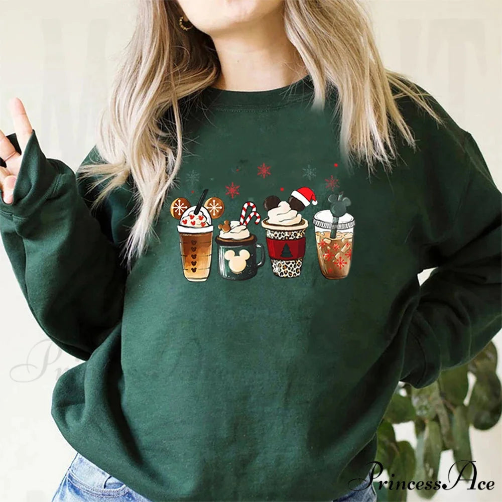 Charming Gingerbread Coffee Magic Kingdom Christmas Hoodie Dark Green / S Christmas Hoodies-L