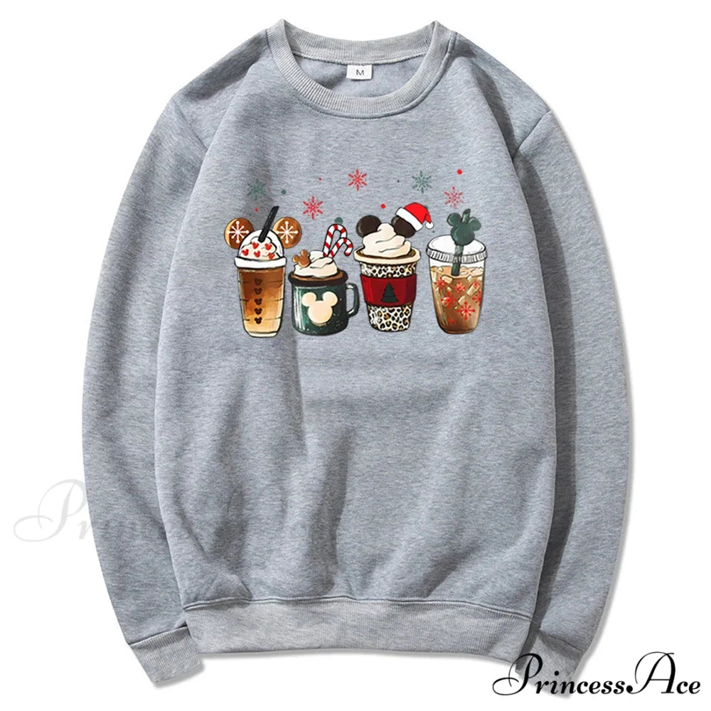 Charming Gingerbread Coffee Magic Kingdom Christmas Hoodie GRAY / S Christmas Hoodies-L