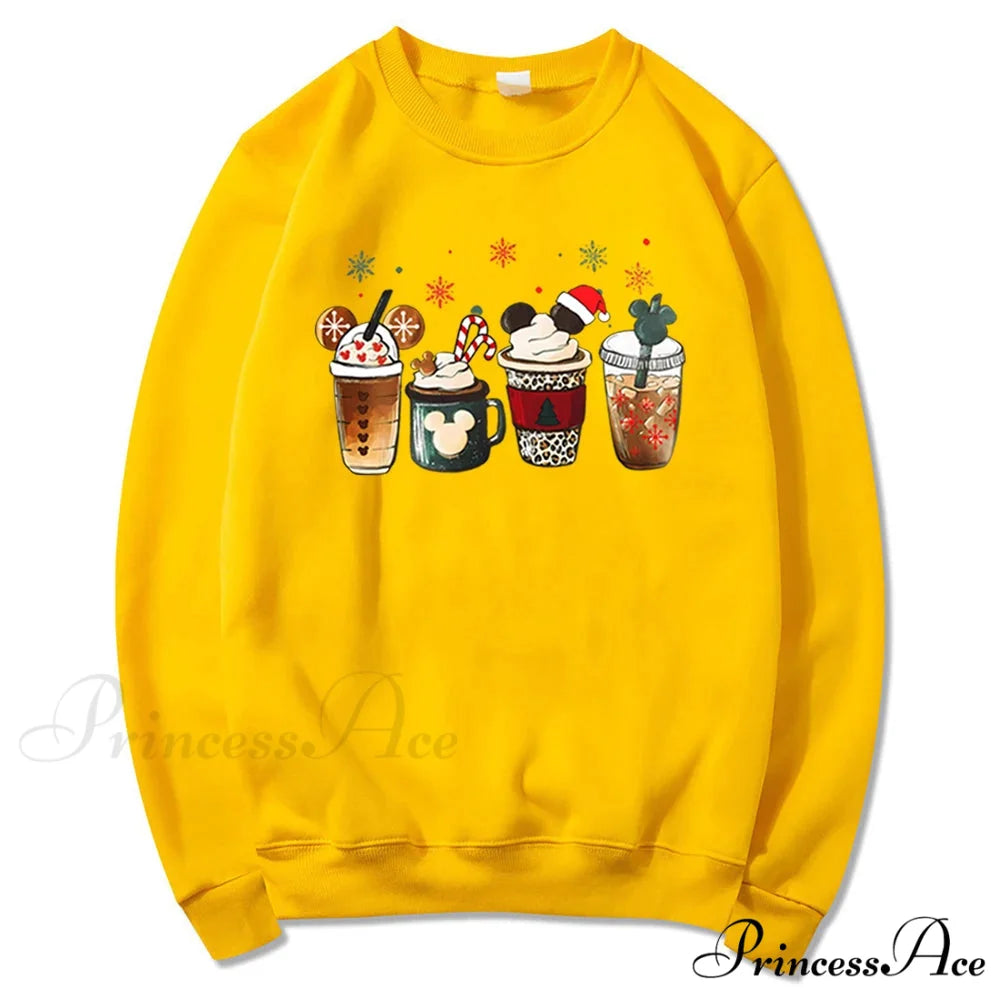 Charming Gingerbread Coffee Magic Kingdom Christmas Hoodie Yellow / S Christmas Hoodies-L