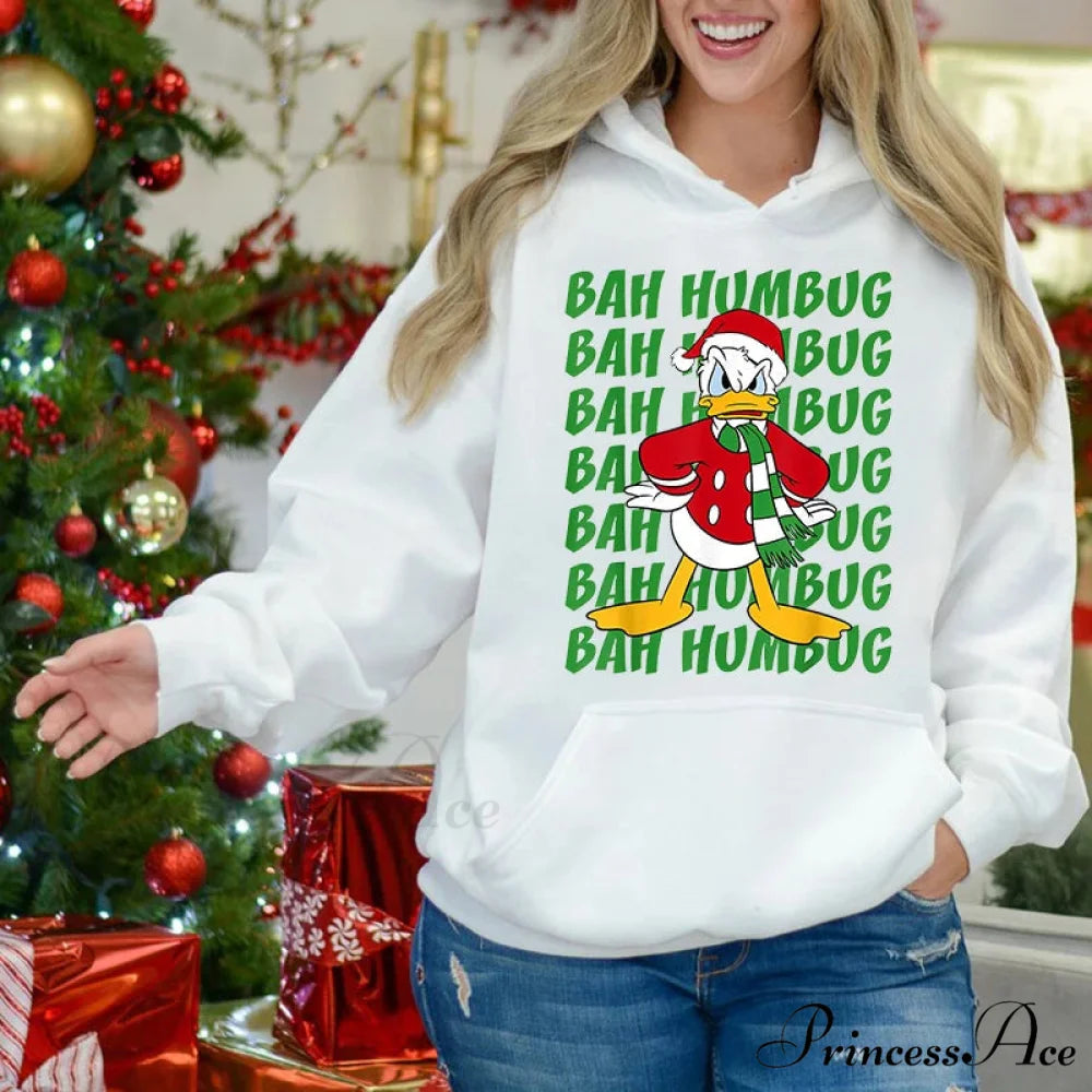 Charming Mickey Mouse Plus Velvet Sports Christmas Hoodie white 1 / S Christmas Hoodies-L