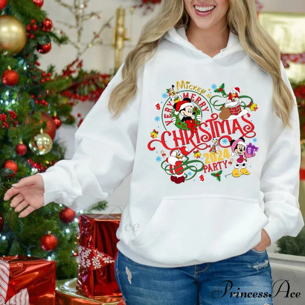 Charming Mickey Mouse Plus Velvet Sports Christmas Hoodie white 13 / S Christmas Hoodies-L