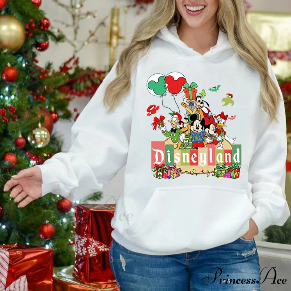 Charming Mickey Mouse Plus Velvet Sports Christmas Hoodie white 14 / S Christmas Hoodies-L