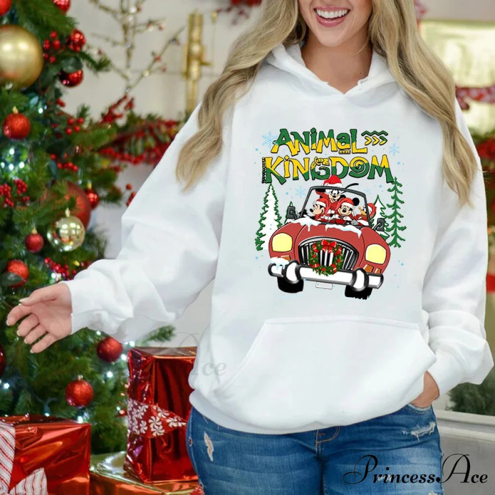 Charming Mickey Mouse Plus Velvet Sports Christmas Hoodie white 15 / S Christmas Hoodies-L