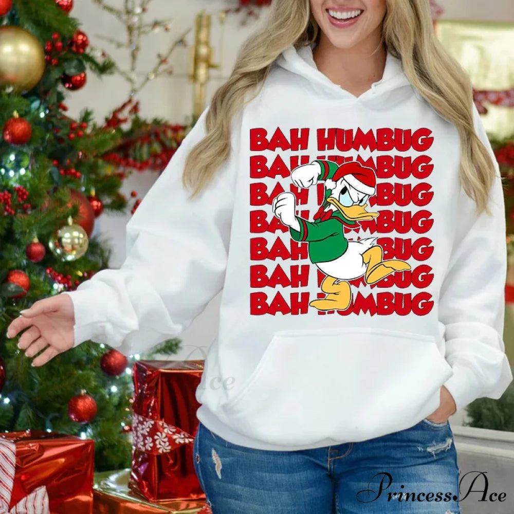 Charming Mickey Mouse Plus Velvet Sports Christmas Hoodie white 2 / S Christmas Hoodies-L