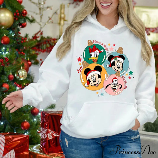 Charming Mickey Mouse Plus Velvet Sports Christmas Hoodie white 3 / S Christmas Hoodies-L