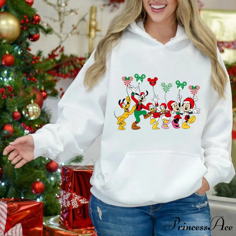 Charming Mickey Mouse Plus Velvet Sports Christmas Hoodie white 4 / S Christmas Hoodies-L
