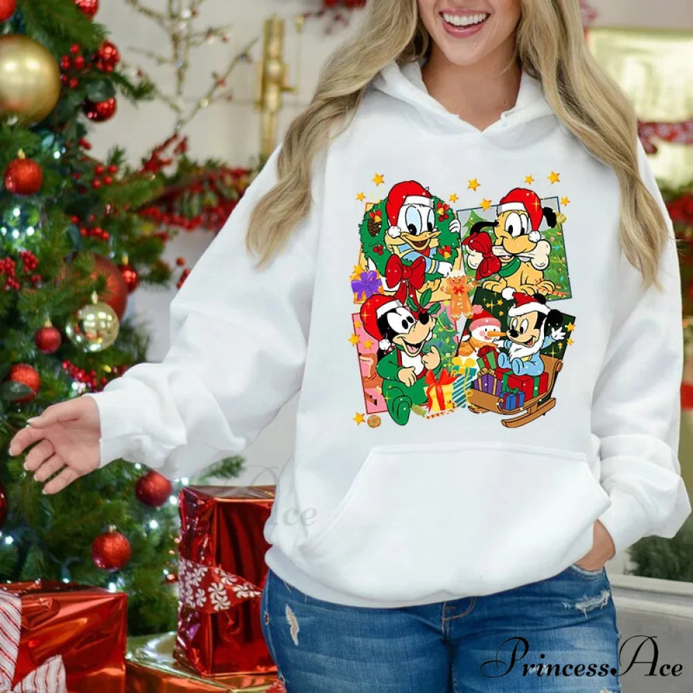 Charming Mickey Mouse Plus Velvet Sports Christmas Hoodie white 5 / S Christmas Hoodies-L