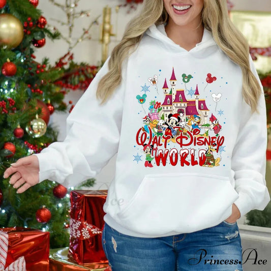 Charming Mickey Mouse Plus Velvet Sports Christmas Hoodie white 6 / S Christmas Hoodies-L