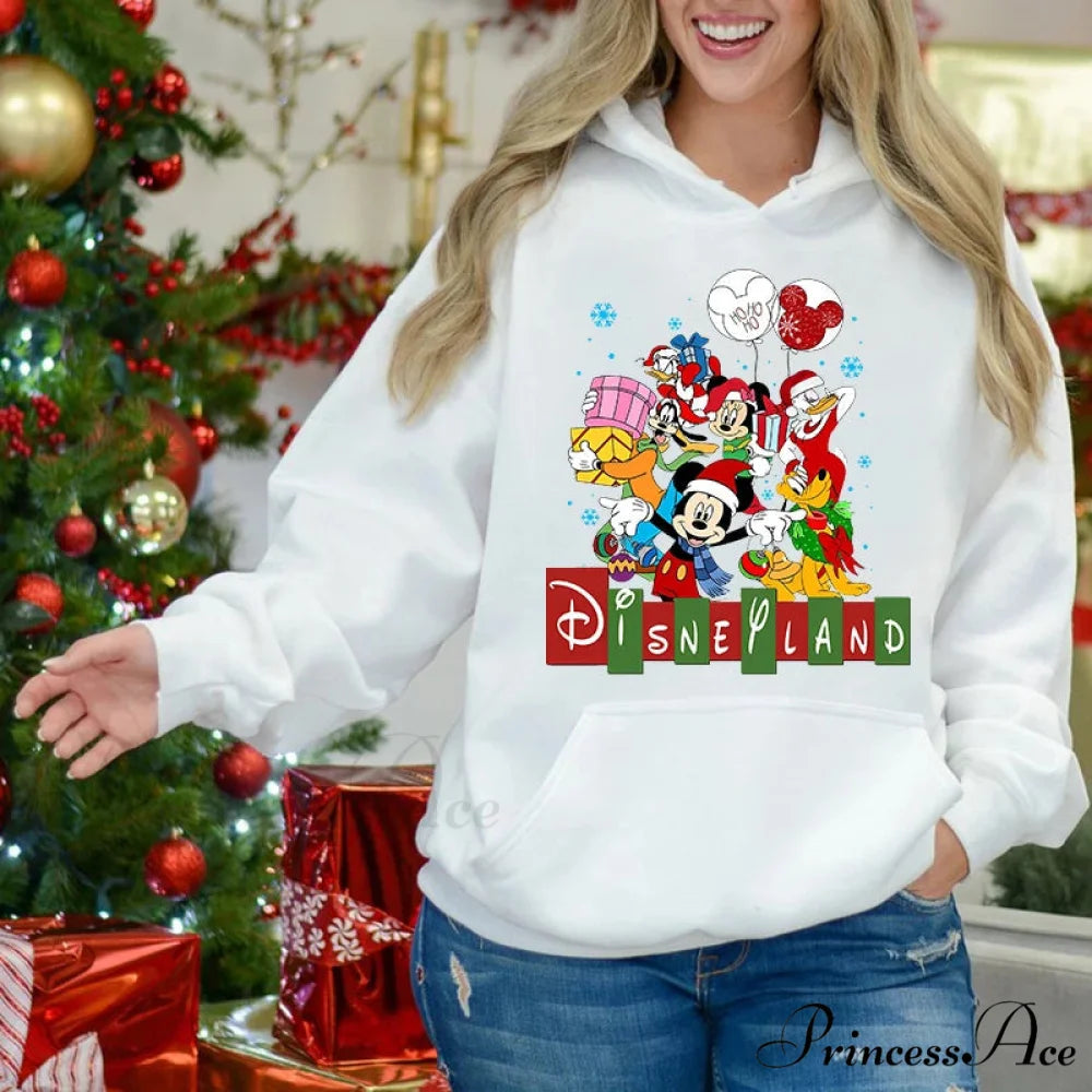 Charming Mickey Mouse Plus Velvet Sports Christmas Hoodie white 7 / S Christmas Hoodies-L