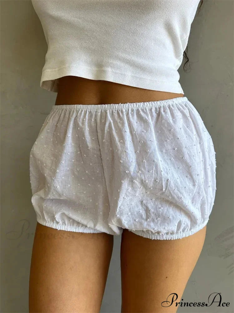 Checked Banded Elastic Waist Short white1 / S short-250223
