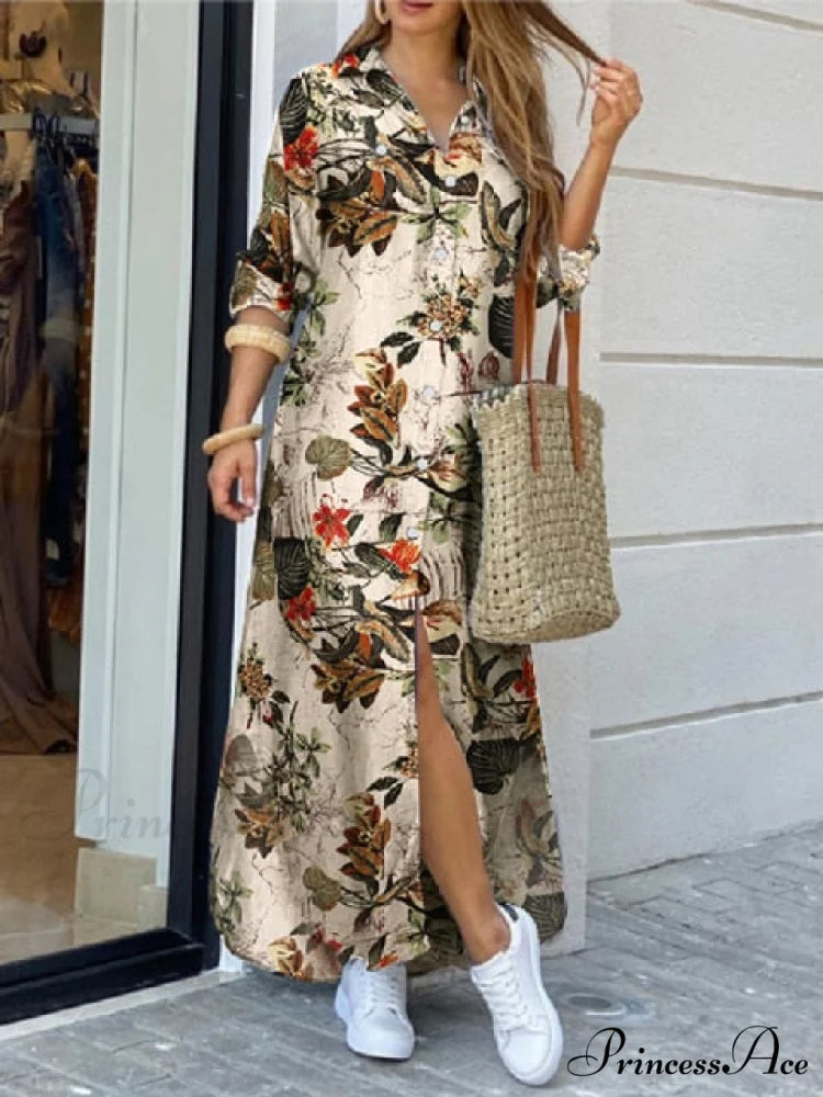 Checked Plaid Robe Maxi Beach Dress Cotton Yellow / S