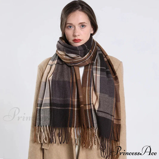Checkered Cashmere Winter Extended Bandana Scarf scarf-241228
