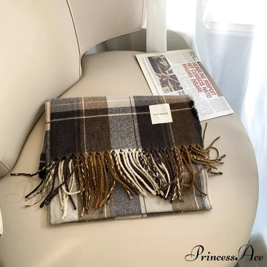 Checkered Cashmere Winter Extended Bandana Scarf color1 scarf-241228