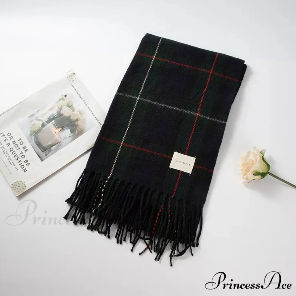 Checkered Cashmere Winter Extended Bandana Scarf color3 scarf-241228