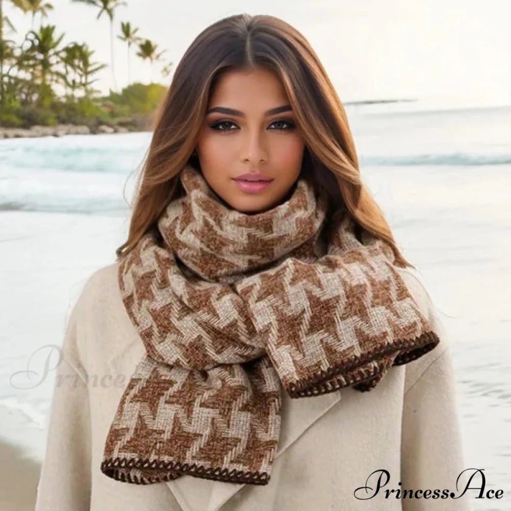 Checkered Cashmere Wrap Winter Scarf Color3 / 65x200cm scarf-241228