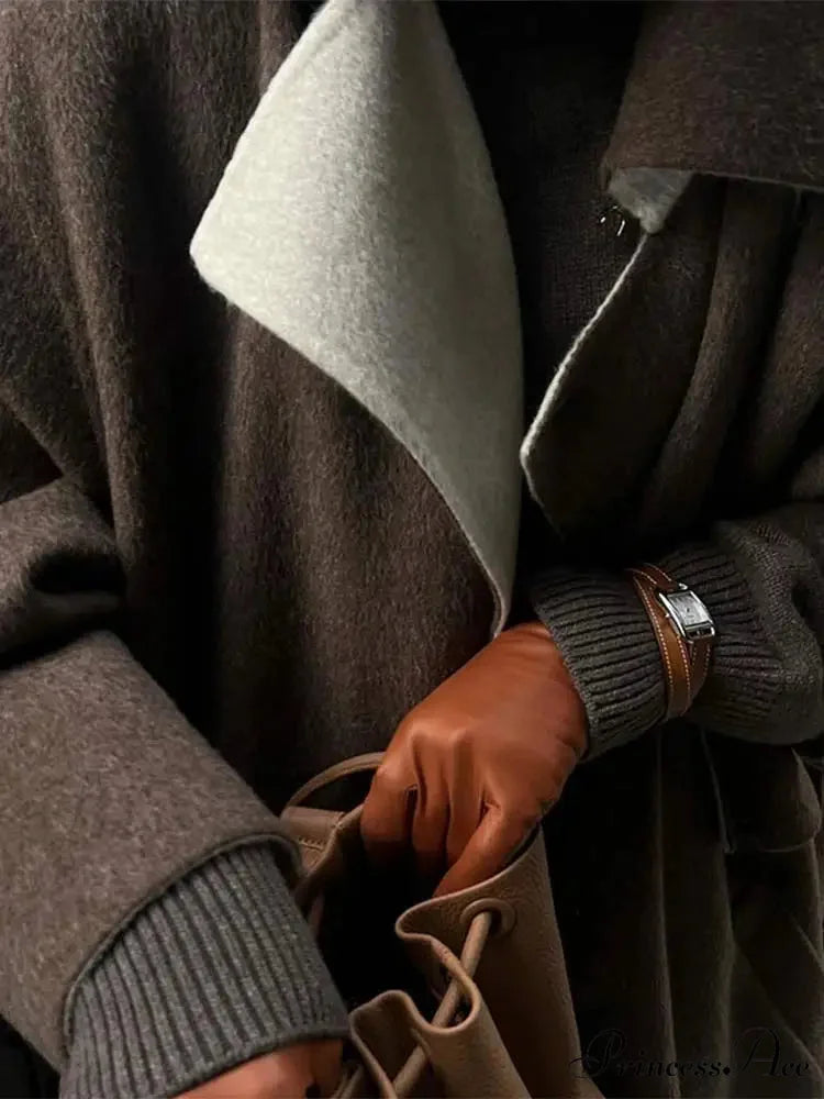 Checkered Design Informal Collar Overcoat overcoats-241228