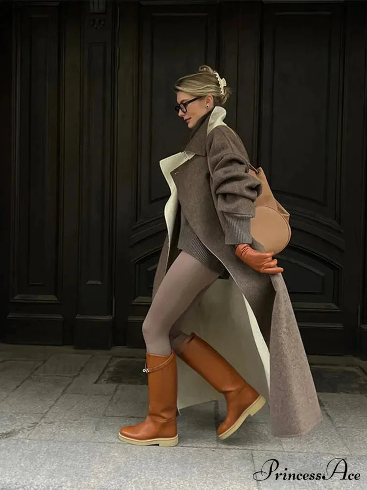 Checkered Design Informal Collar Overcoat overcoats-241228