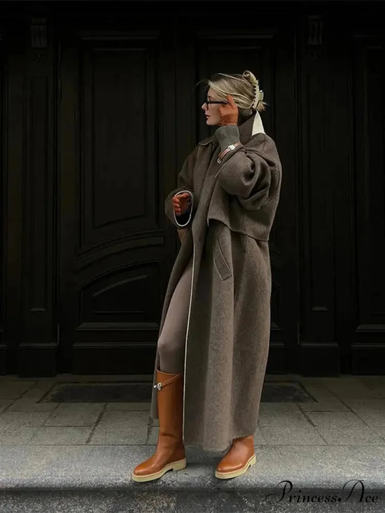 Checkered Design Informal Collar Overcoat overcoats-241228