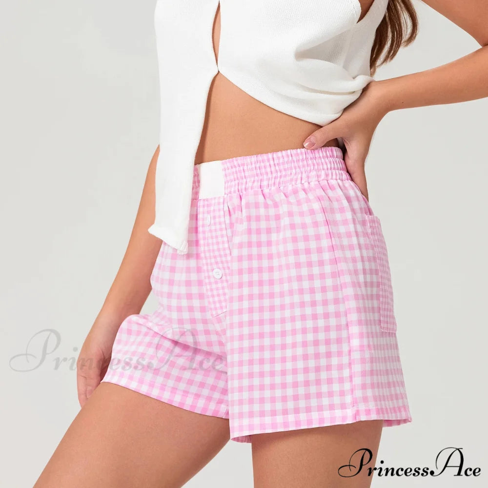 Checkered Different Button Lounge Short short-250223