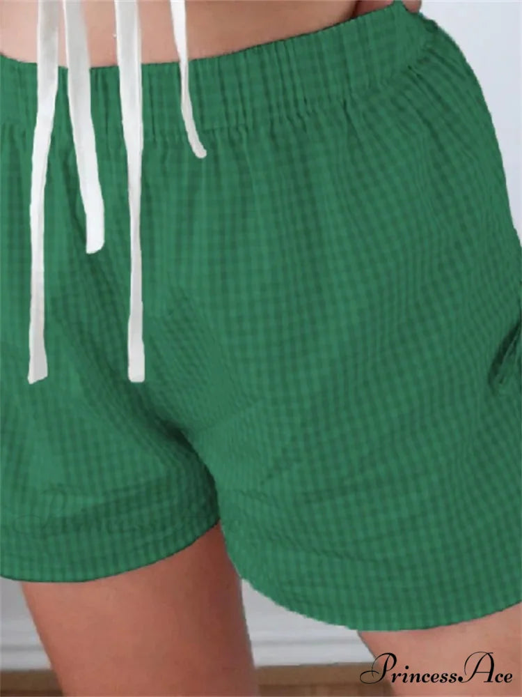 Checkered Divided Lace-Up Empty Brief green / S short-250223