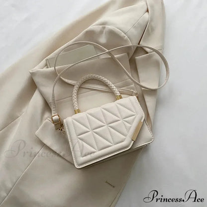 Checkered Faux Leather Designer Crossbody Purse WHITE handbag-250126