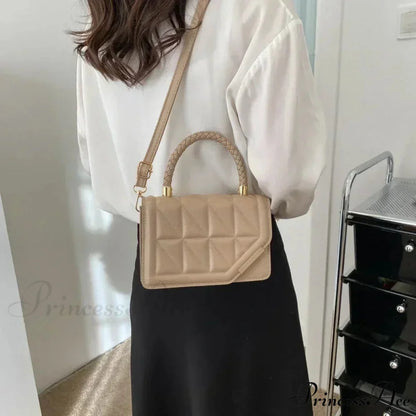 Checkered Faux Leather Designer Petite Crossbody Purse handbag-250126