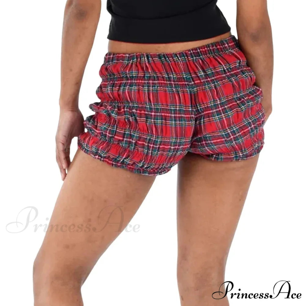 Checkered Frill Tiered Low-Cut Short short-250223