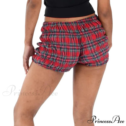 Checkered Frill Tiered Low-Cut Short short-250223