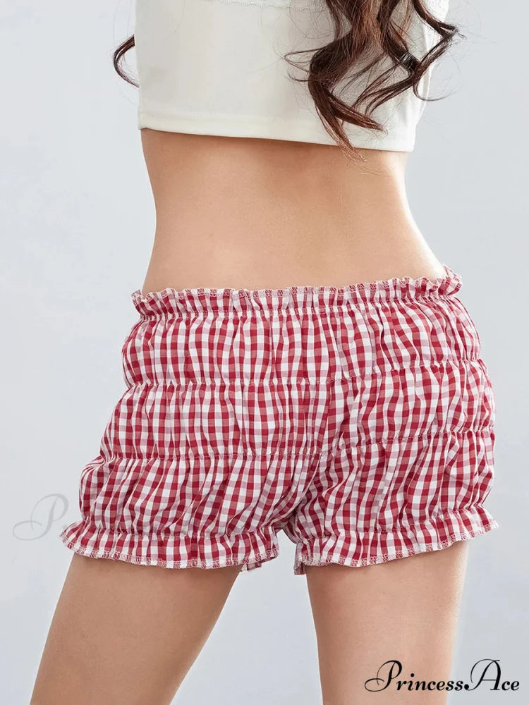 Checkered Frilled Retro Brief short-250223