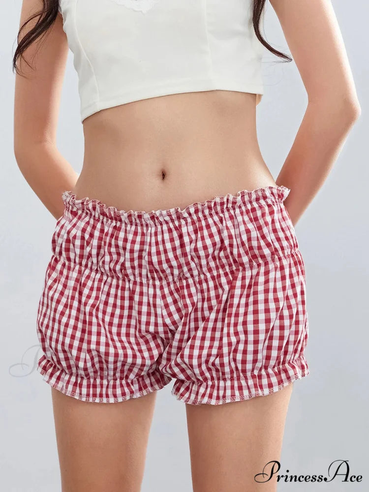 Checkered Frilled Retro Brief short-250223