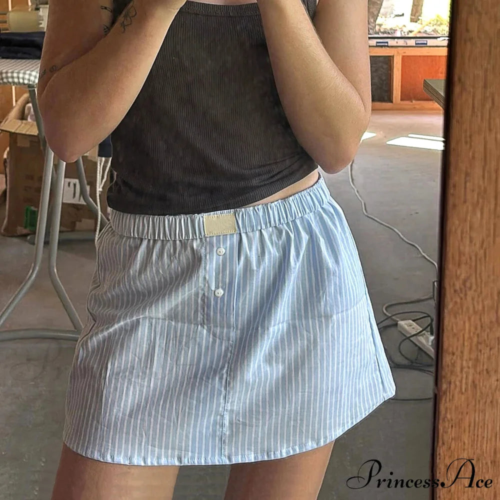 Checkered Gingham Short Skirt blue / S skirts-250223