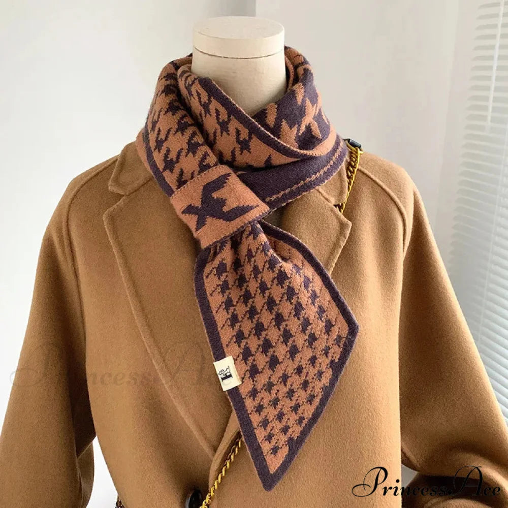 Checkered Knit Winter Scarf scarf-241228