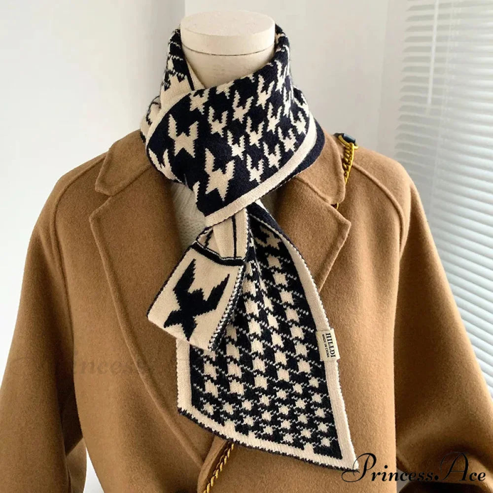 Checkered Knit Winter Scarf scarf-241228