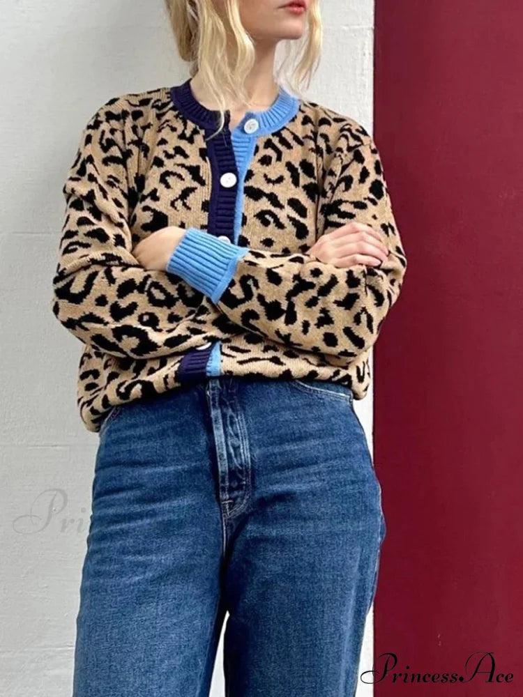 Checkered Lantern Sleeve Knit Cardigan cardigans-241228