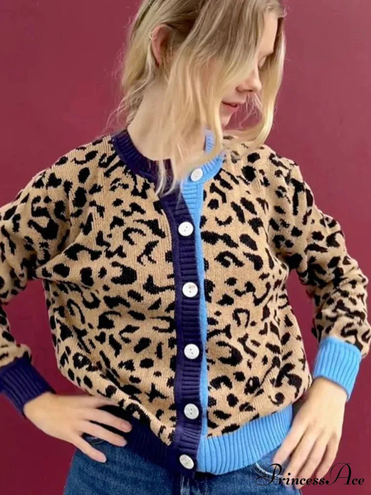 Checkered Lantern Sleeve Knit Cardigan cardigans-241228