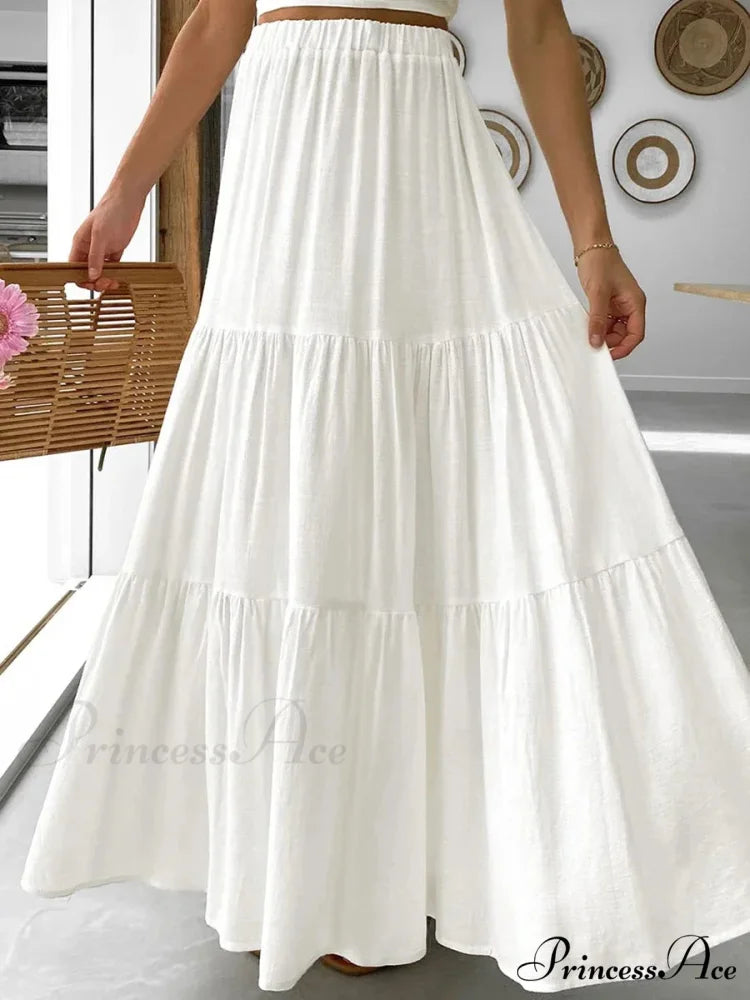 Checkered Layered Patchwork Skirt WHITE / S skirts-250223