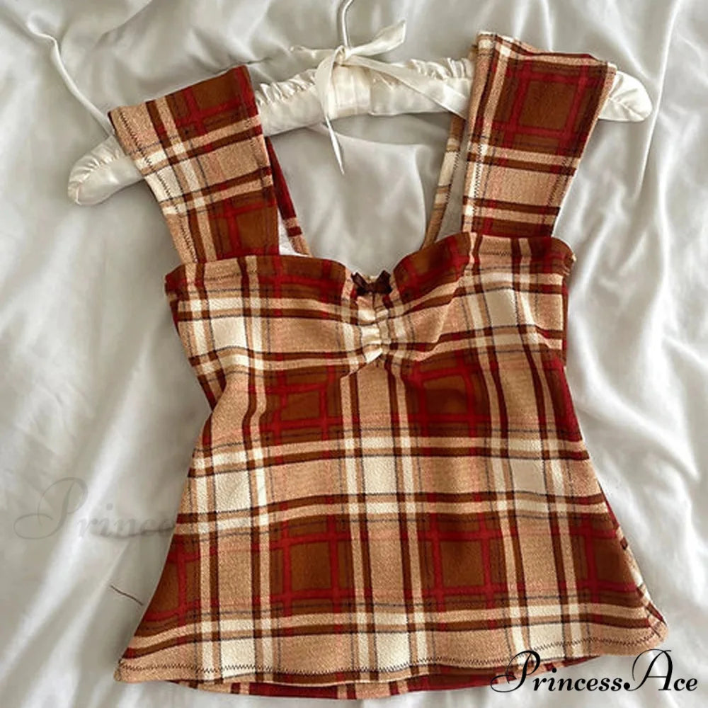 Checkered Lines Square Crop Top croptop-250223