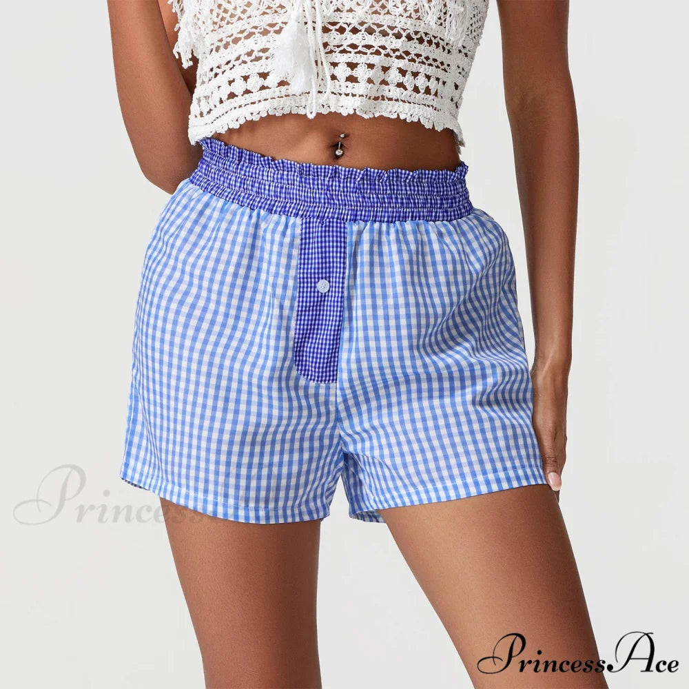 Checkered Patchwork Baggy Lounge Short short-250223
