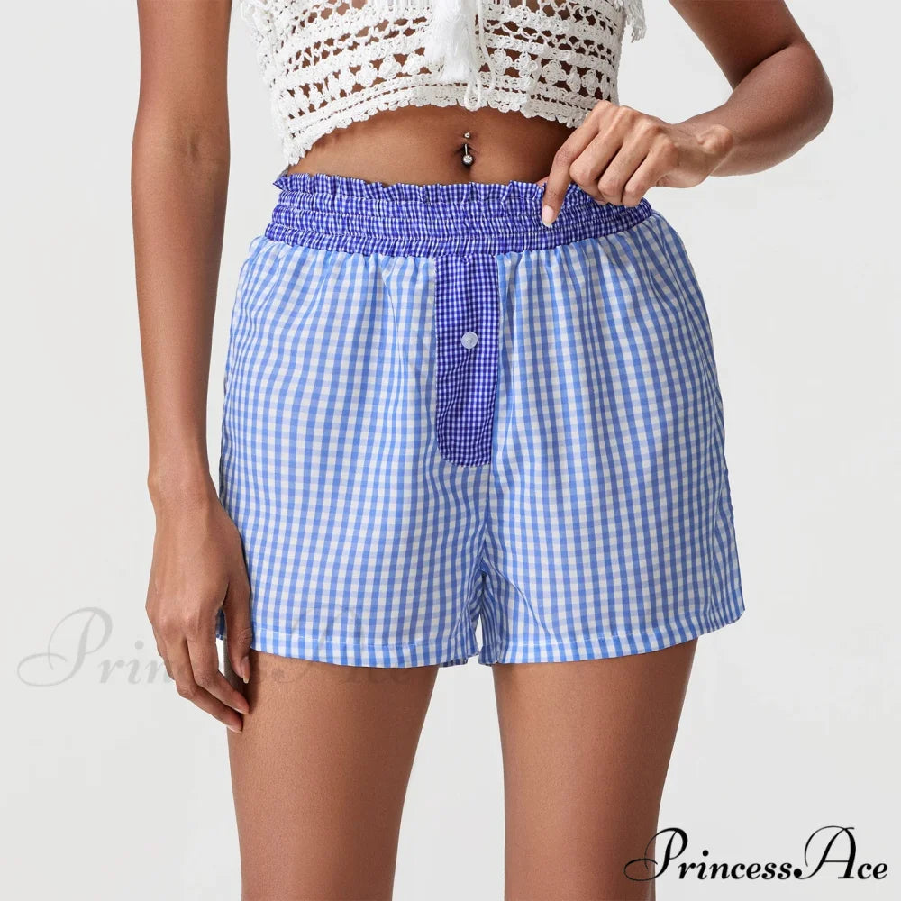 Checkered Patchwork Baggy Lounge Short short-250223