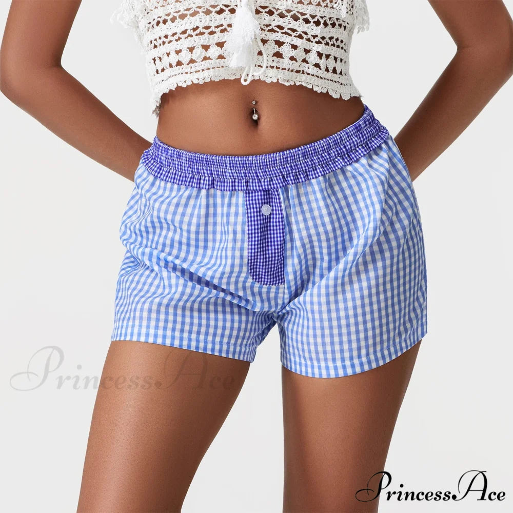 Checkered Patchwork Baggy Lounge Short short-250223