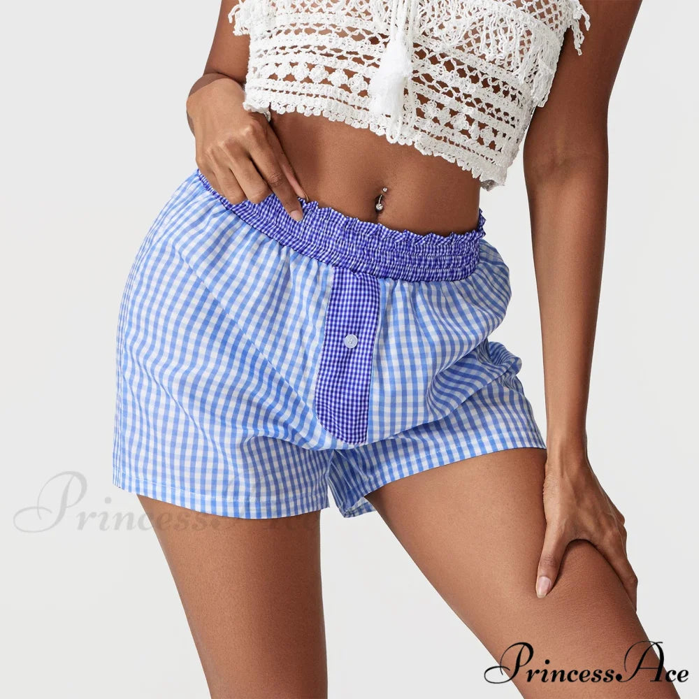 Checkered Patchwork Baggy Lounge Short short-250223