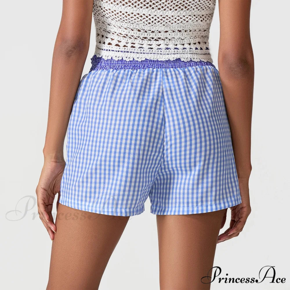 Checkered Patchwork Baggy Lounge Short short-250223