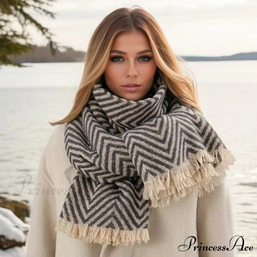 Checkered Pattern Cashmere Winter Travel Scarf Multi Color3 / 65x200cm scarf-241228