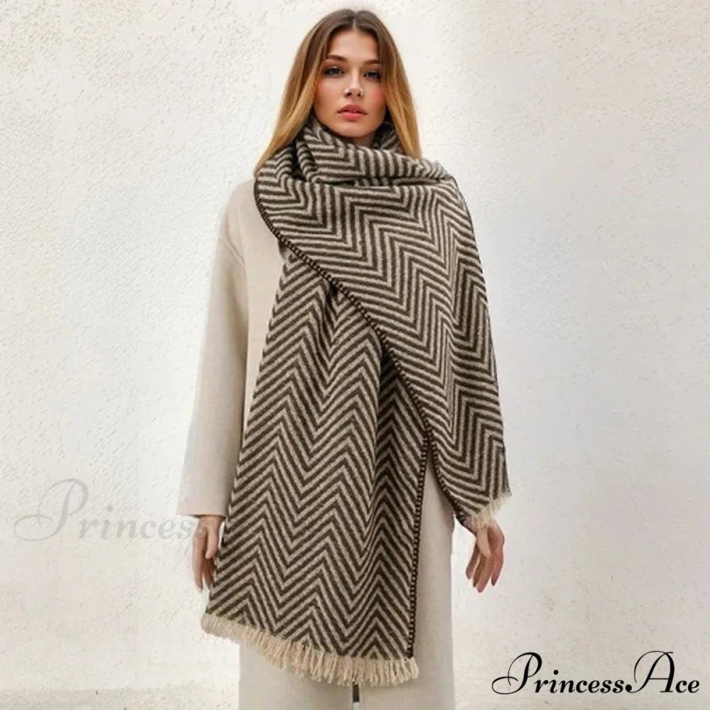 Checkered Pattern Cashmere Winter Travel Scarf Multi Color8 / 65x200cm scarf-241228